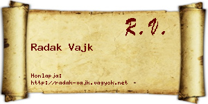 Radak Vajk névjegykártya